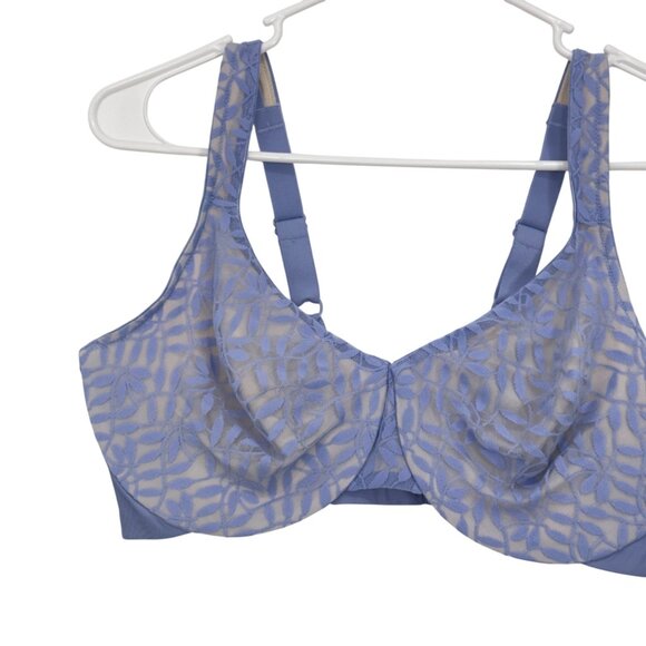 Olga By Warners Womens 40D Full Figure Minimizer Bra Lace Underwire Dusty Blue - Picture 8 of 11